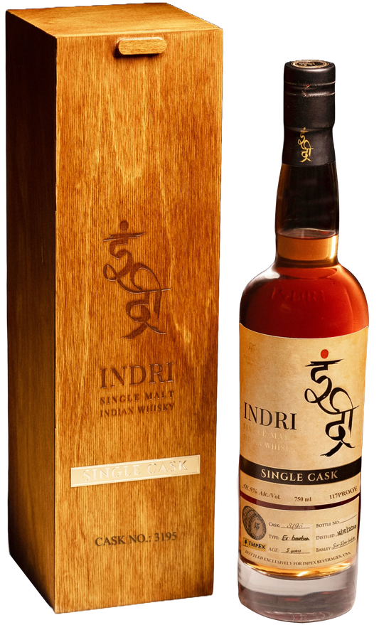 INDRI WHISKEY SINGLE MALT SINGLE EX RED WINE CASK 3195 INDIA 117PF 9YR 750ML LIQ
