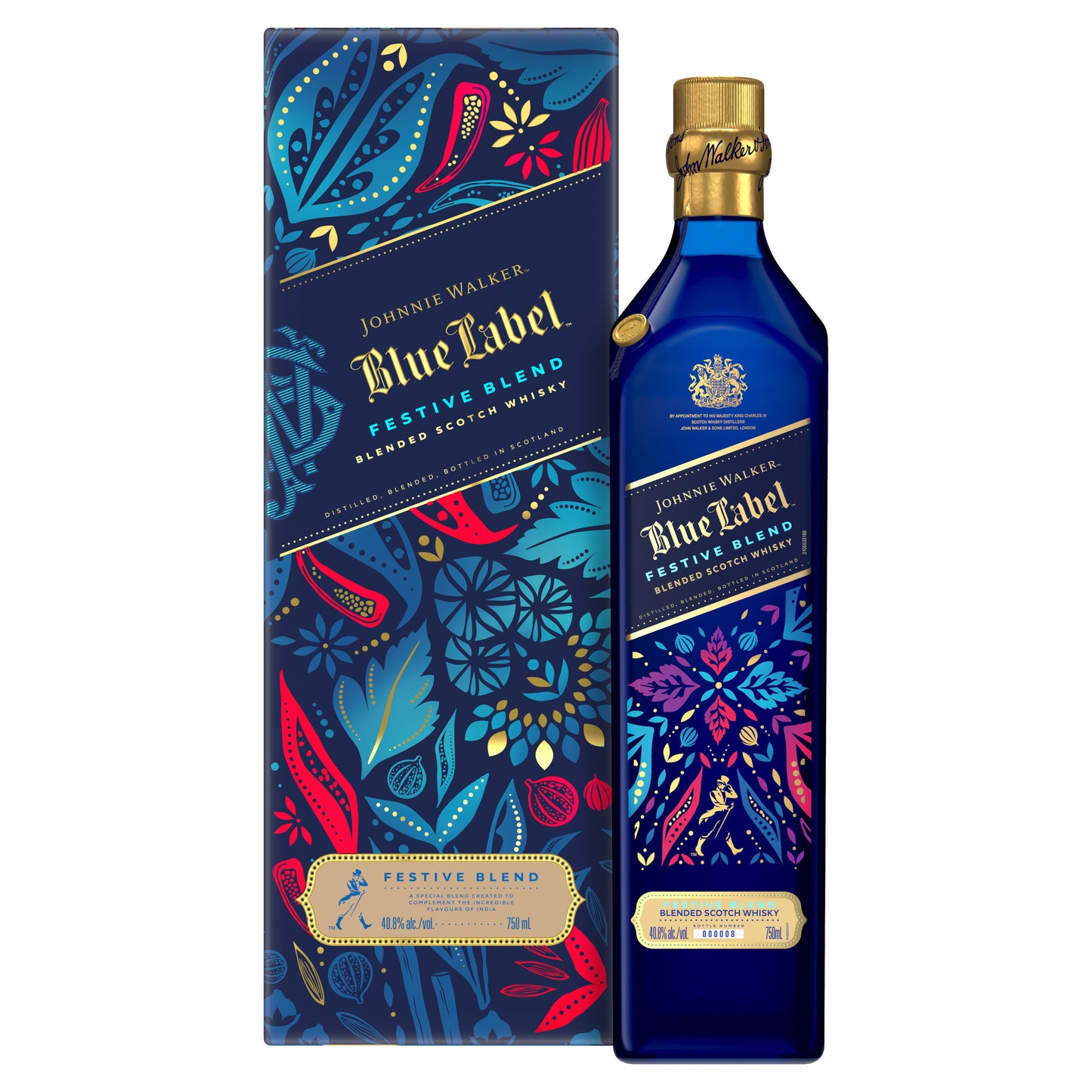 JOHNNIE WALKER SCOTCH BLENDED BLUE LABEL LIMITED FESTIVE BLEND EDITION 750ML
