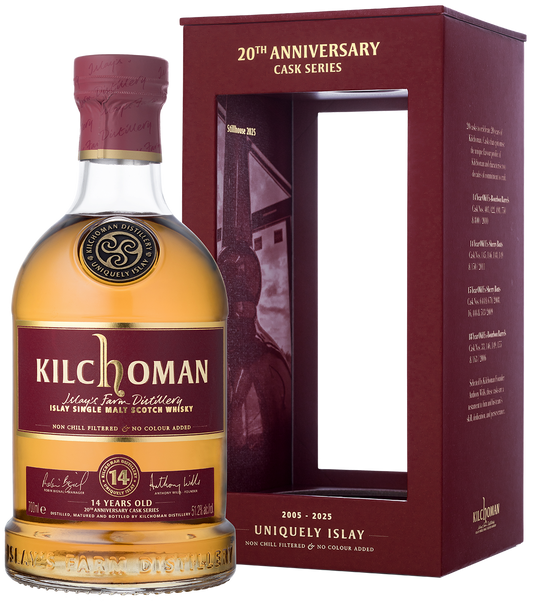 KILCHOMAN SCOTCH SINGLE MALT 20TH ANNIVERSARY CASK SERIES EX BOURBON ISLAY CASKS 14YR 750ML LIQ