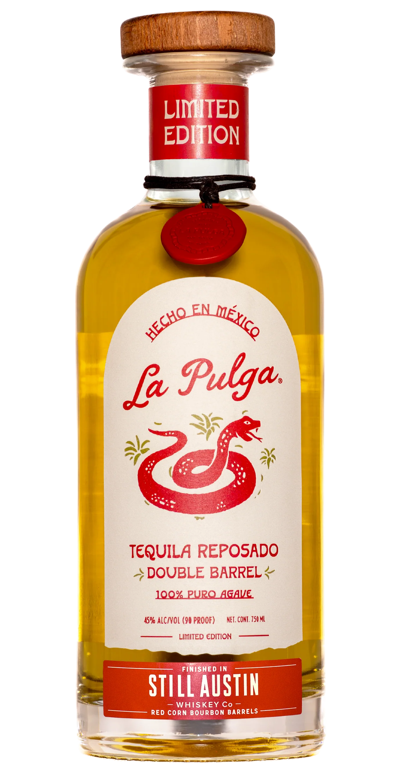 LA PULGA TEQUILA REPOSADO DOUBLE BARREL LIMITED EDITION FINISHED IN STILL AUSTIN RED CORN BOURBON BARRELS 750ML LIQ