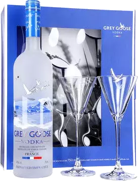 GREY GOOSE VODKA FRANCE GIFT PK W/ 2 GLASSES 750ML