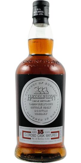 HAZELBURN SCOTCH SINGLE MALT OLOROSO CASK MATURED CAMPBELTOWN 15YR 700ML LIQ