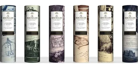 MACALLAN JAMES BOND SCOTCH SINGLE MALT 60TH ANNIVERSARY DECADE 1-6 EDITIONS SET 700ML LIQ