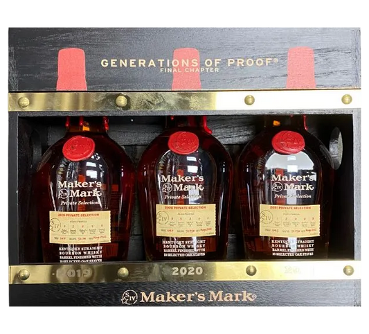 MAKERS MARK GENERATIONS OF PROOF BOURBON PRIVATE SELECTION (2019, 2020, 2021) KENTUCKY 3X375ML