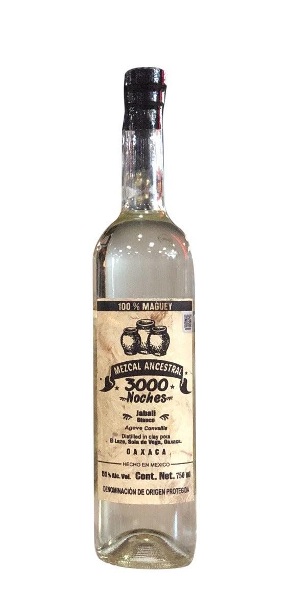 3000 NOCHES MEZCAL ANCESTRAL JABALI BLANCO OAXACA 750ML LIQ