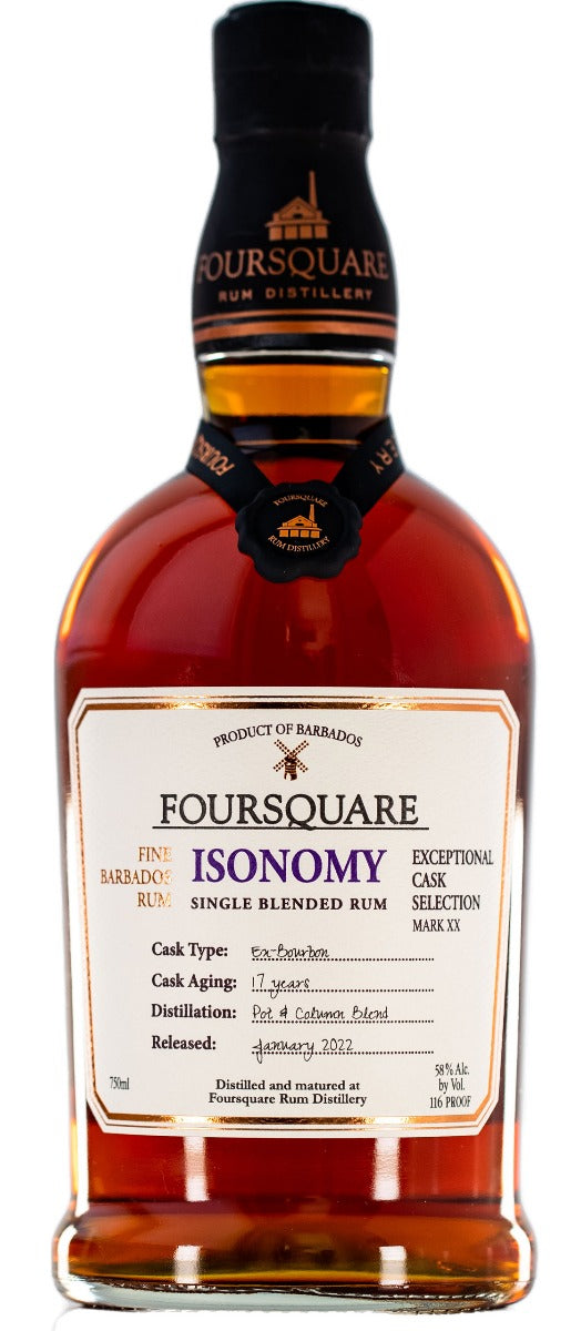 FOURSQUARE RUM SINGLE BLENDED ISONOMY EXCEPTIONAL CASK SELECTION BARBADOS 750ML LIQ