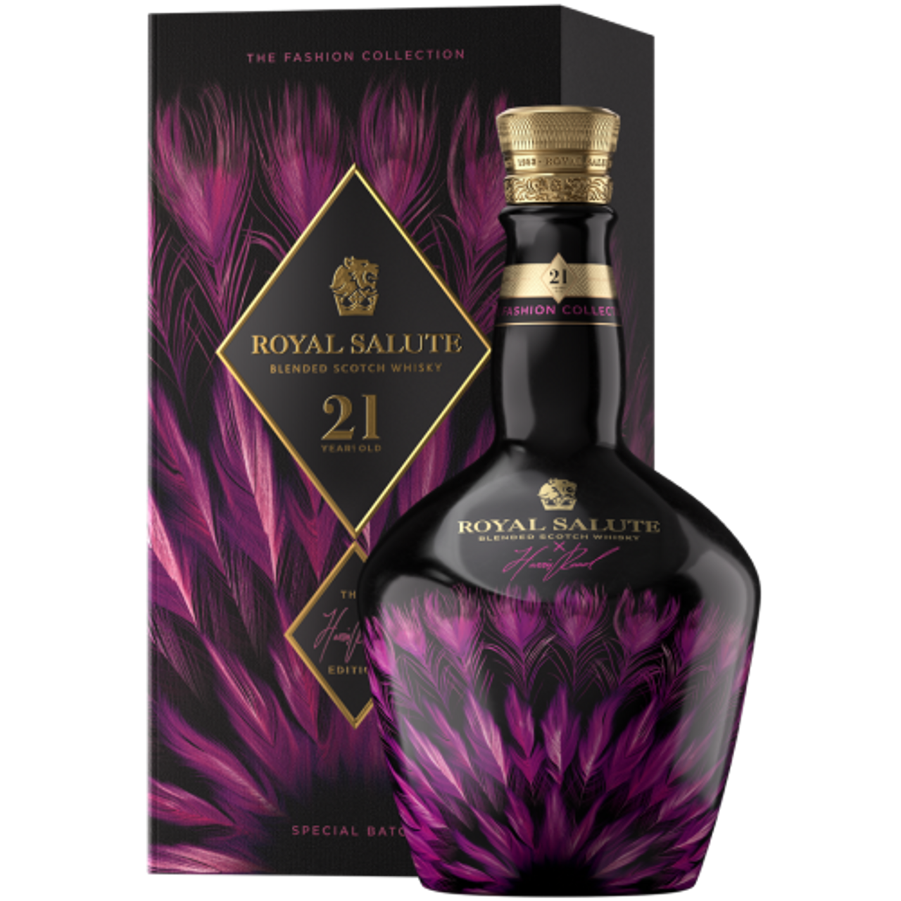 CHIVAS BROTHERS ROYAL SALUTE X HARRIS REED SCOTCH BLENDED LIMITED FASHION EDITION PURPLE BOTTLE 21YR 700ML LIQ