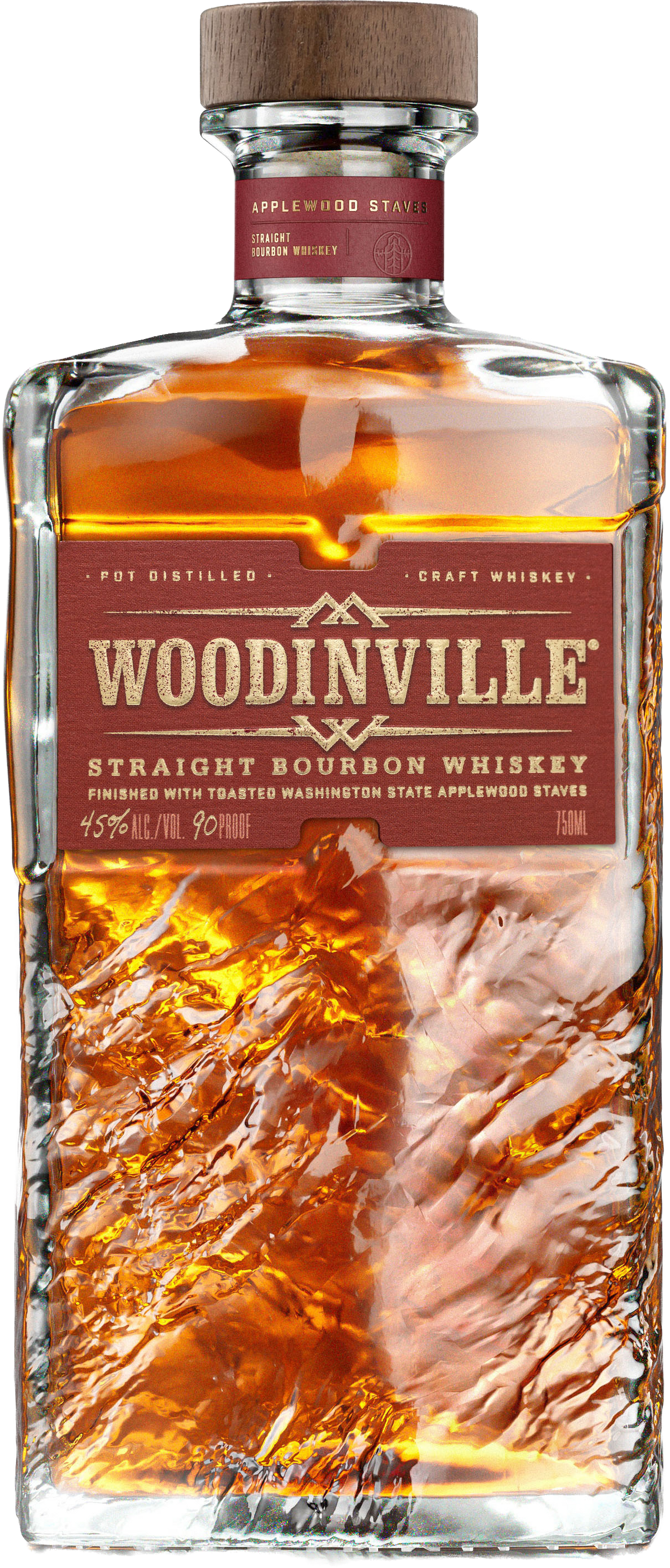 Woodinville Straight Bourbon Whiskey bottle with a wooden cap