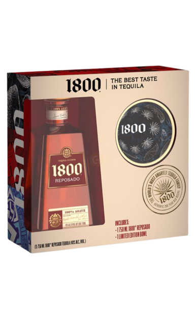 1800 TEQUILA REPOSADO GFT PK W/ BOWL 750ML- Remedy Liquor 