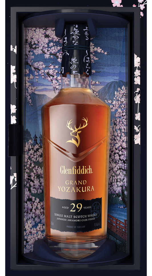 GLENFIDDICH SCOTCH SINGLE MALT GRAND YOZAKURA JAPANESE AWAMORI CASK FINISH 29YR 750ML LIQ