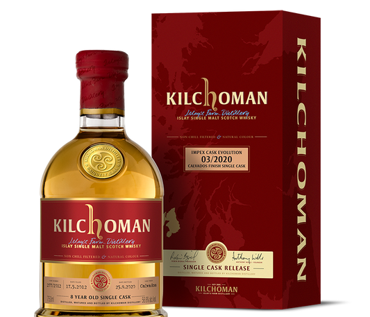 KILCHOMAN SINGLE MALT SCOTCH WHISKY IMPEX CASK EVOLUTION CALVADOS FINISH SINGLE CASK 113.2PF 8YR 750ML Spirits