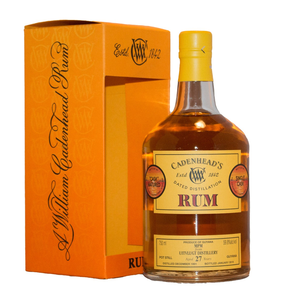 CADENHEADS RUM UITVLUGT DISTILLERY GUYANA 27YR 750ML Spirits
