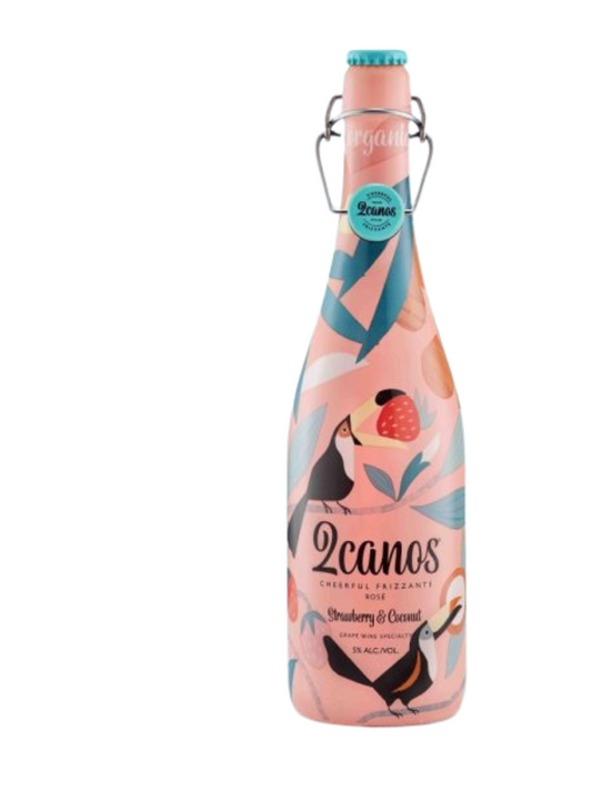 2 CANOS CHEERFUL FRIZZANTE ROSE STRAWBERRY COCONUT FLAVOR SPAIN 750ML - Remedy Liquor