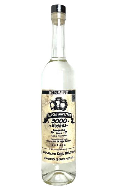 3000 NOCHES MEZCAL ANCESTRAL ARROQUENO BLANCO OAXACA 750ML LIQ