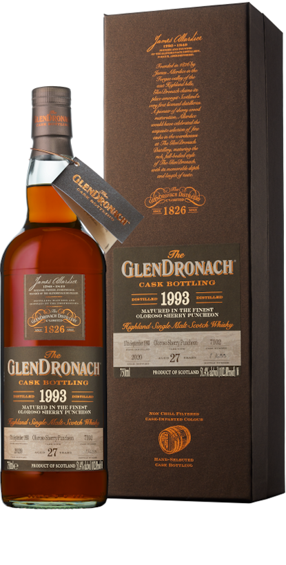 GLENDRONACH SCOTCH SINGLE MALT MATURED IN OLOROSO SHERRY PUNCHEON 1993 27YR 750ML Spirits