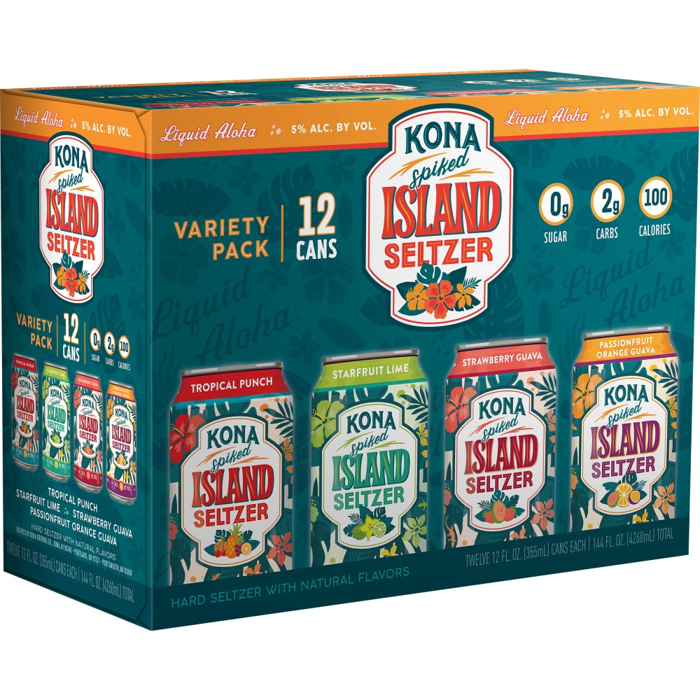KONA SPIKED ISLAND SELTZER VARIETY PACK (PUNCH, LIME, STRAWBERRY GUAVA, ORANGE GUAVA) 12X12OZ CAN