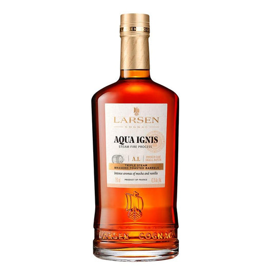 LARSEN COGNAC AQUA IGNIS STEAM FIRE PROCESS IN BRASERO TOASTED BARRELS 750ML Spirits