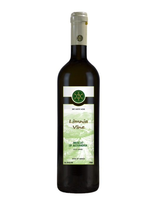 LIMNIA VINE DRY WHITE WINE MUSCAT OF ALEXANDRIA GREEK NV 750ML Wine