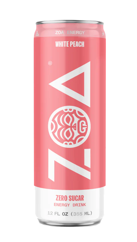 ZOA ENERGY DRINK WHITE PEACH ZERO SUGAR 12OZ CAN SODA