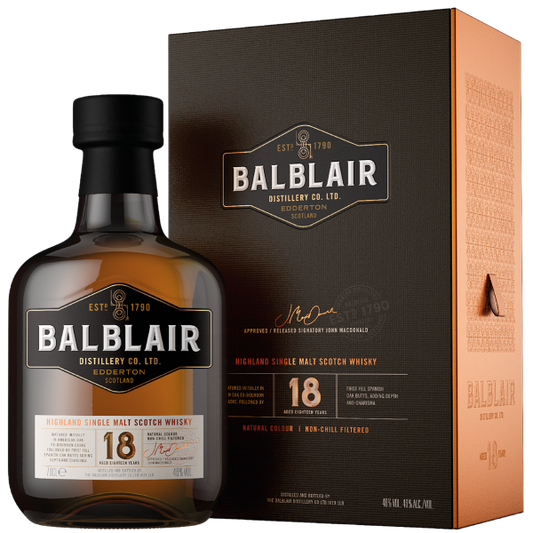 BALBLAIR SCOTCH SINGLE MALT HIGHLAND 18YR 750ML Spirits