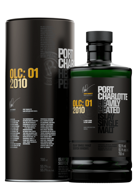 BRUICHLADDICH PORT CHARLOTTE SCOTCH SINGLE MALT ISLAY HEAVY PEATED OLC 01 2010 750ML Spirits