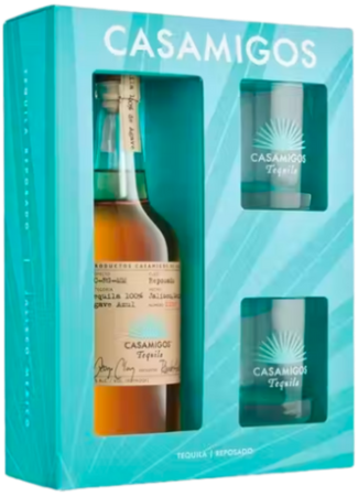 CASAMIGOS TEQUILA REPOSADO GFT PK W/ 2 ROCK GLASSES 750ML Spirits