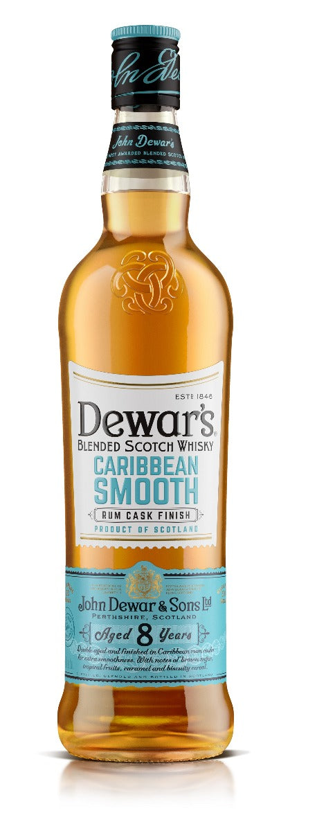 DEWARS SCOTCH BLENDED CARIBBEAN SMOOTH RUM CASK FINISH 8YR 750ML Spirits