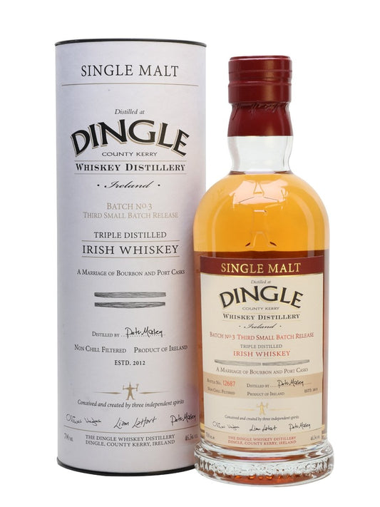 DINGLE WHISKEY SINGLE MALT SMALL BATCH TRIPLE DISTILLED BATCH NO3 IRISH 750ML Spirits