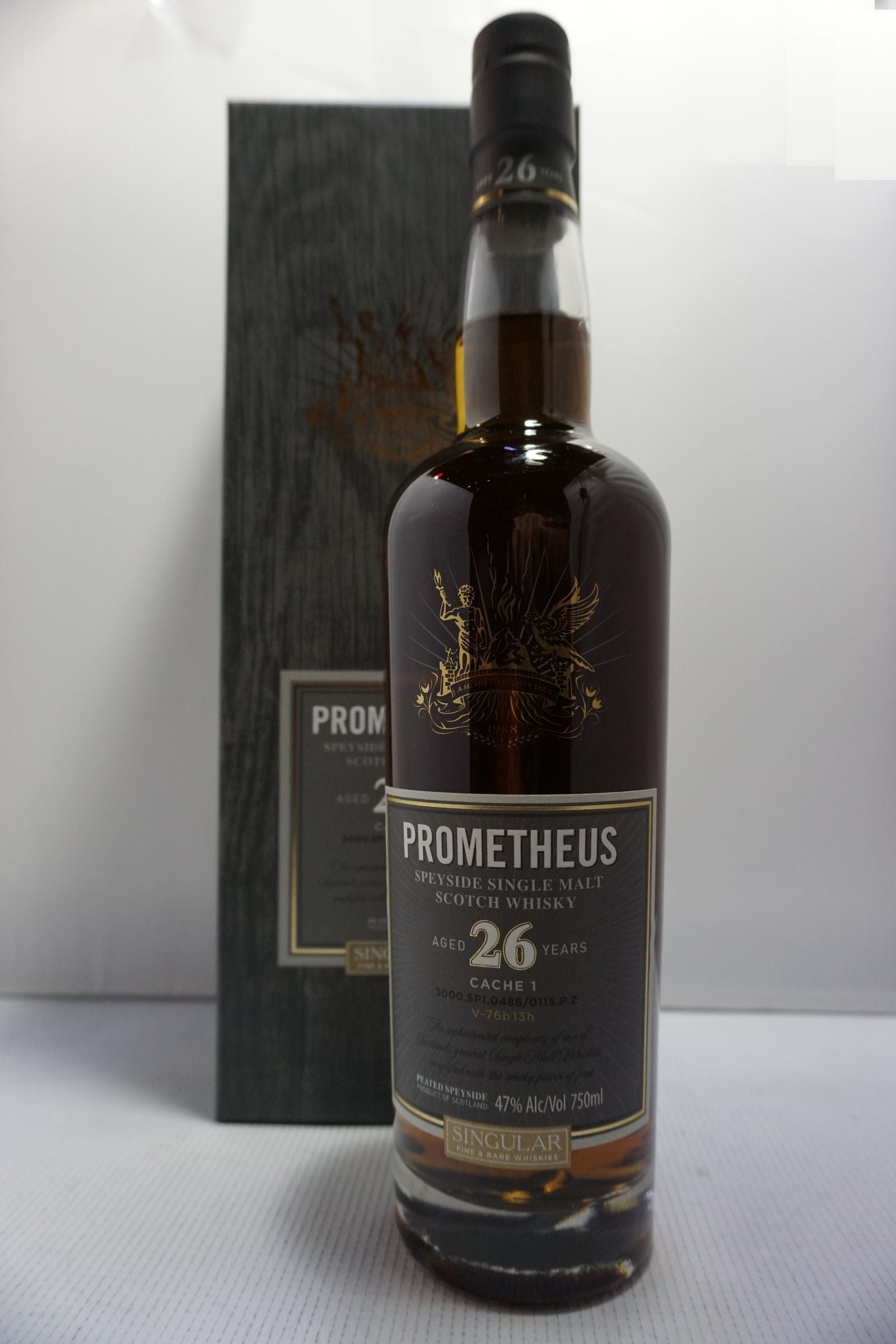 PROMETHEUS SCOTCH SINGLE MALT SPEYSIDE CACHE 1 SINGULAR RARE 94PF 26YR 750ML Spirits