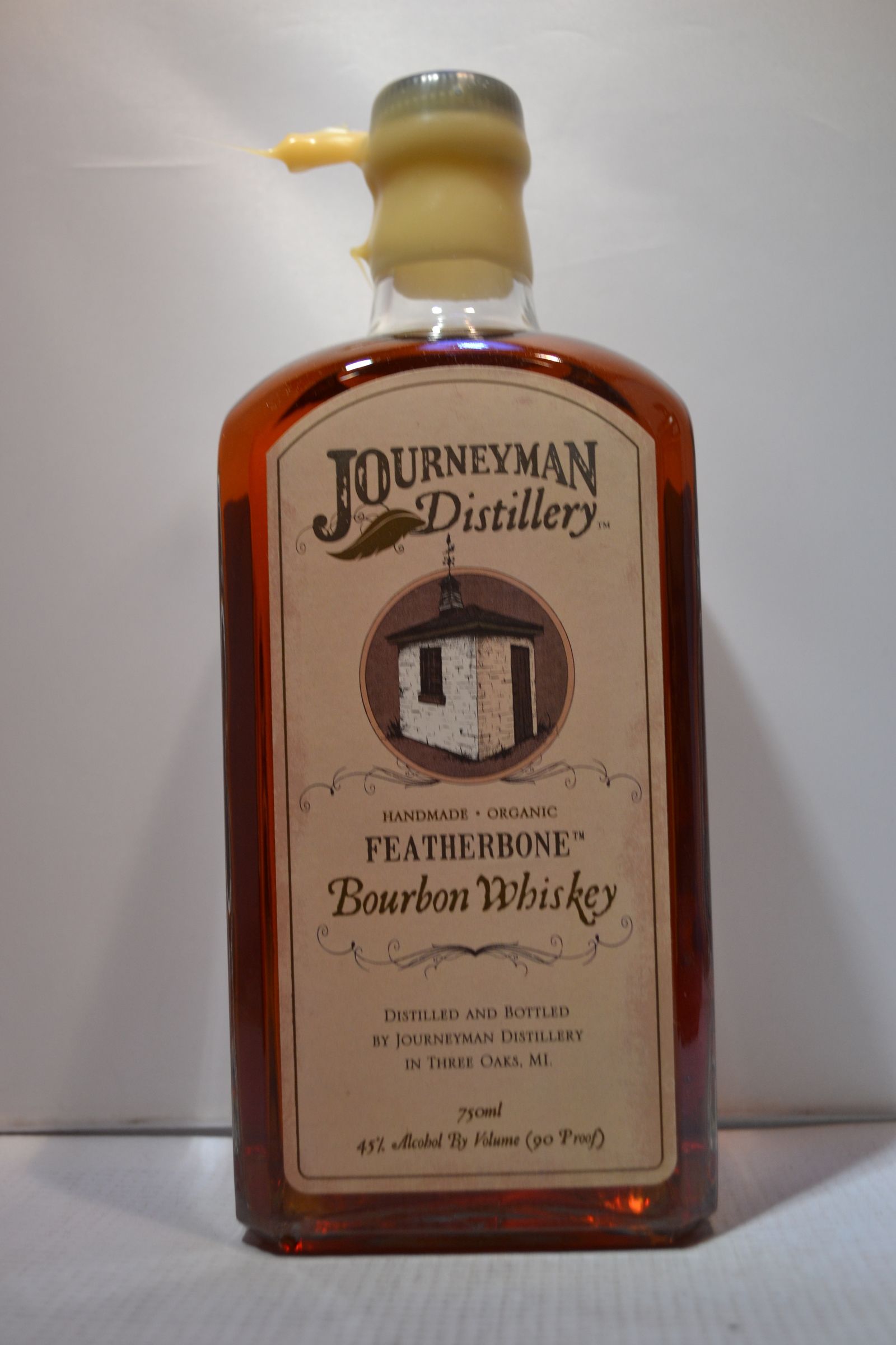 JOURNEYMAN BOURBON WHISKEY FEATHERBONE HANDEMADE ORGANIC MICHIGAN 90PF 750ML - Remedy Liquor