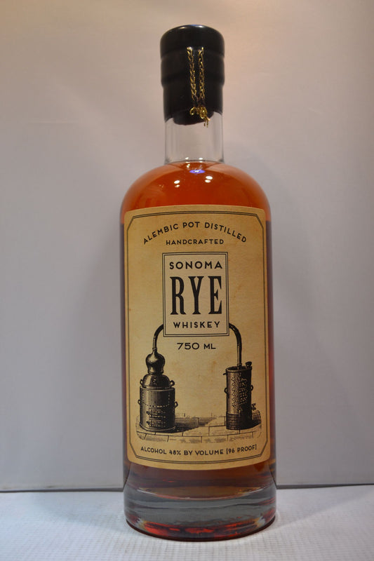 SONOMA WHISKEY RYE ALEMBIC POT DISTILLED SONOMA COUNTY CALIFORNIA 96PF 750ML Spirits