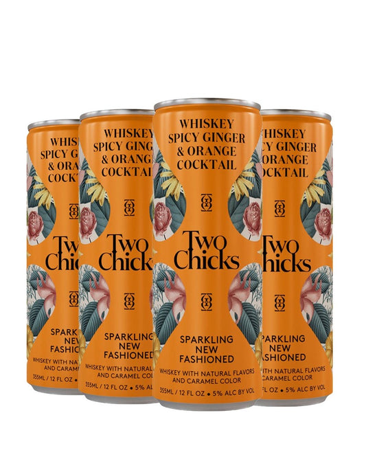 TWO CHICKS WHISKEY NEW FASHION COCKTAIL SPARKLING 4X12OZ CANS liquor