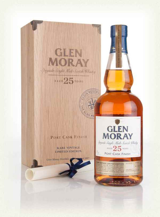 GLEN MORAY SCOTCH SINGLE MALT PORT CASK 1988 LIMITED EDITION 86PF 25YR 750ML Spirits