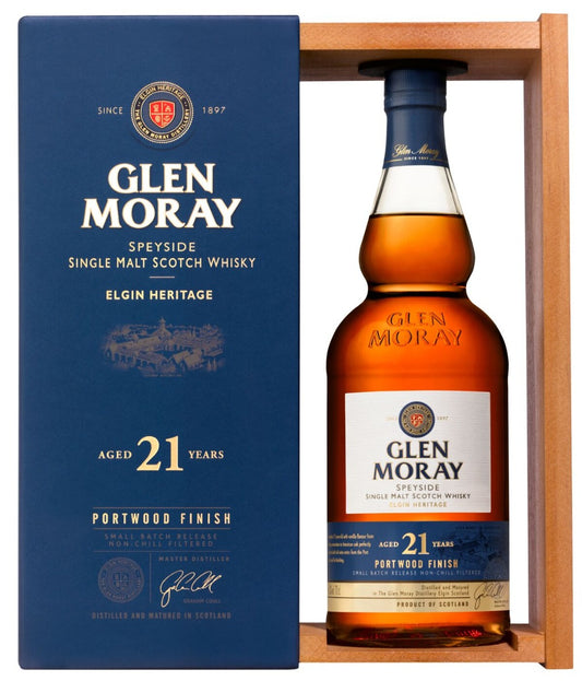 GLEN MORAY SCOTCH SINGLE MALT SPEYSIDE ELGIN HERITAGE PORTWOOD FINISH 21YR 750ML Spirits