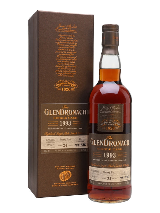 GLENDRONACH SCOTCH SINGLE MALT SINGLE CASK 1993 DISTILLED SHERRY CASK 103.6PF 24YR 750ML Spirits