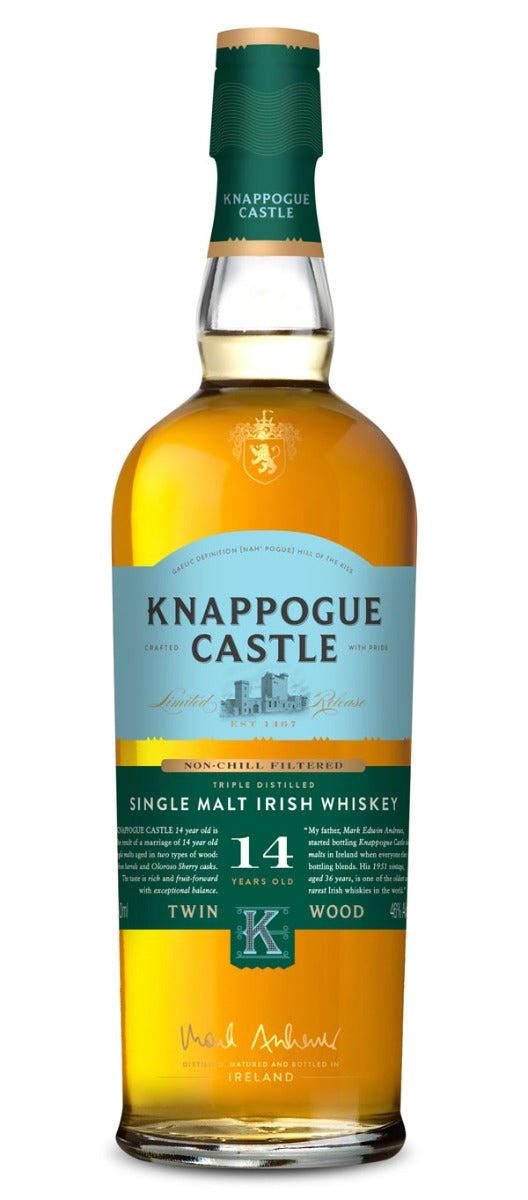 KNAPPOGUE CASTLE WHISKEY TWIN WOOD IRISH 14YR 750ML - Remedy Liquor