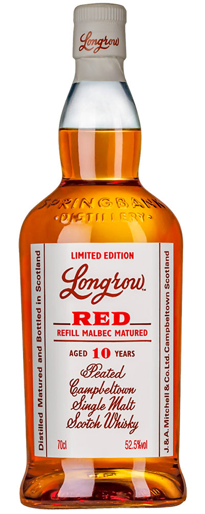 LONGROW RED SCOTCH SINGLE MALT PEATED REFILL MALBEC MATURED LIMITED EDITION 10YR 750ML Spirits