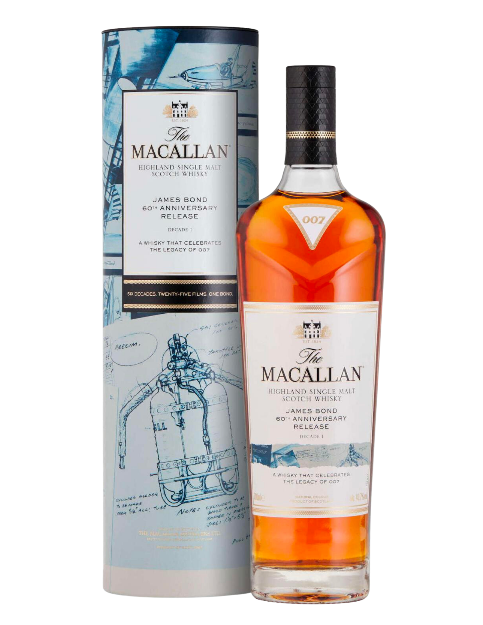 MACALLAN JAMES BOND SCOTCH SINGLE MALT 60TH ANNIVERSARY DECADE 1 EDITION 700ML LIQ