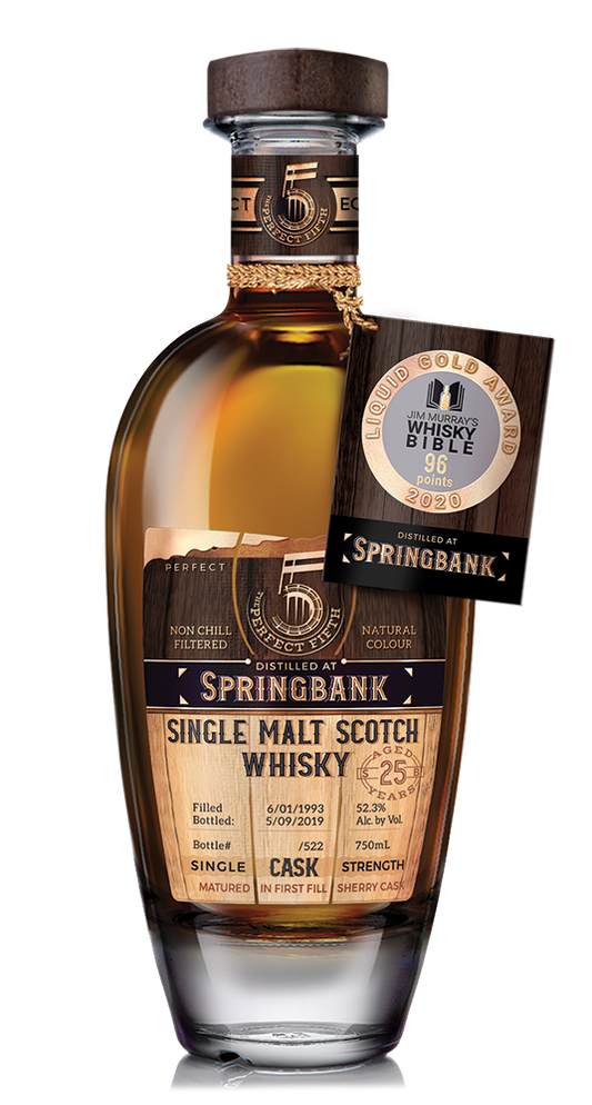 PERFECT FIFTH SPRINGBANK SCOTCH SINGLE MALT MATURED IN FIRST FILL SHERRY CASK STRENGTH 25YR 700ML Spirits
