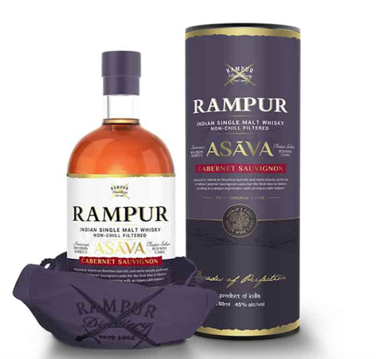 RAMPUR ASAVA WHISKEY SINGLE MALT FINISHED IN CABERNET SAUVIGNON CASKS INDIA 750ML Spirits