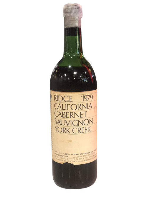 RIDGE VINEYARDS CALIFORNIA CABERNET SAUVIGNON YORK CREEK 1979 (SOLD AS IS )
