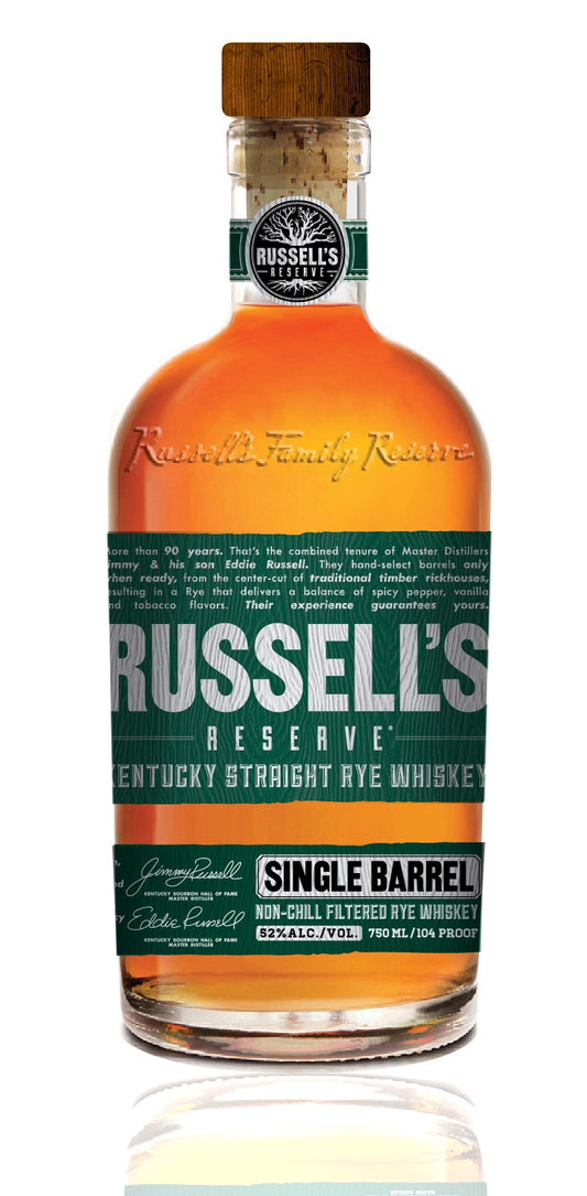 RUSSELLS RESERVE WHISKEY RYE SINGLE BARREL RESERVE KENTUCKY 104PF 750ML- Remedy Liquor 