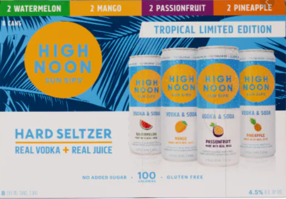 HIGH NOON SUN SIPS HARD SELTZER VARIETY PACK TROPICAL EDITION 8X12OZ CAN