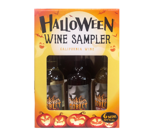 WITCHES GOBLET HALLOWEEN WINE SAMPLER CALIFORNIA 6X187ML BOTTLES Wine
