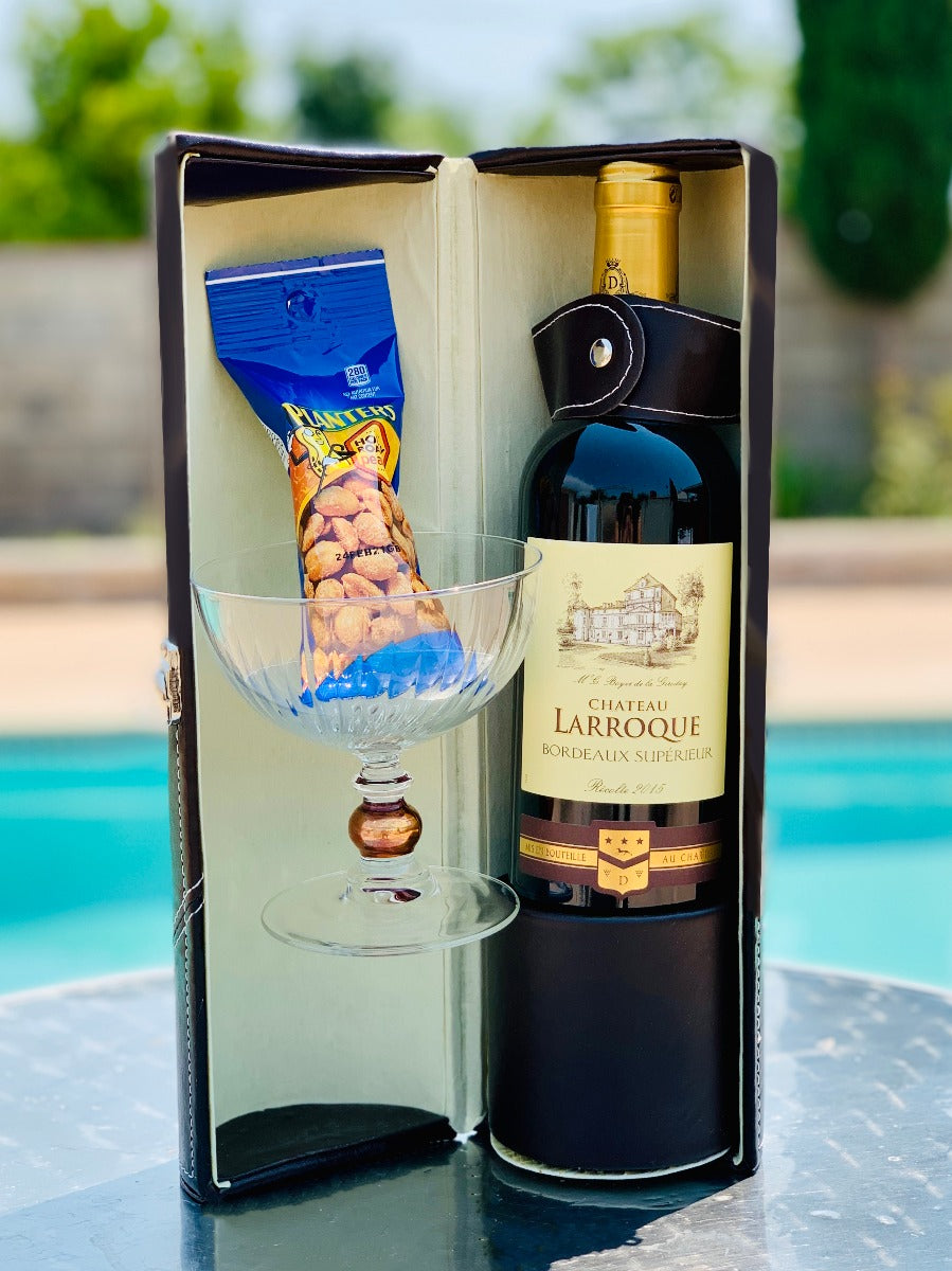 GIFT BASKET 142 CHATEAU LARROQUE RED WINE BORDEAUX ROUGE 2015 IN WINE CARRIER - Remedy Liquor