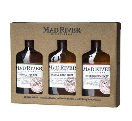 MAD RIVER DISTILLERY SAMPLER BOURBON, REVOLUTION RYE, AND MAPLE CASK RUM 3X200ML Spirits