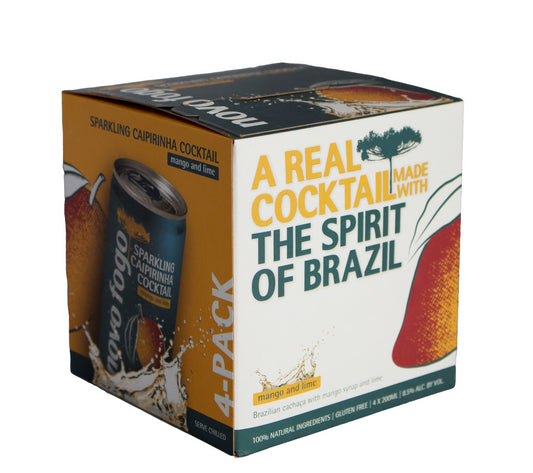 NOVO FOGO CAIPIRINHA SPARKLING COCKTAIL MANGO AND LIME BRAZIL 4X200ML Spirits