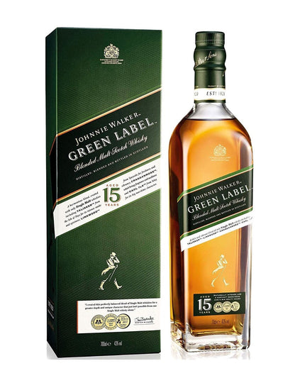 JOHNNIE WALKER SCOTCH BLENDED MALT GREEN LABEL 15YR 750ML Spirits