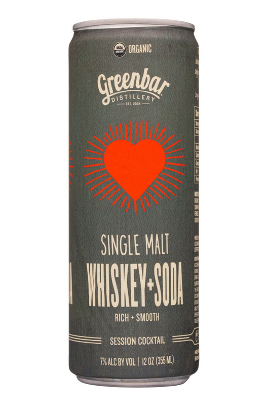 GREENBAR SINGLE MALT WHISKEY + SODA SPARKLING COCKTAIL 4X12OZ CANS Spirits